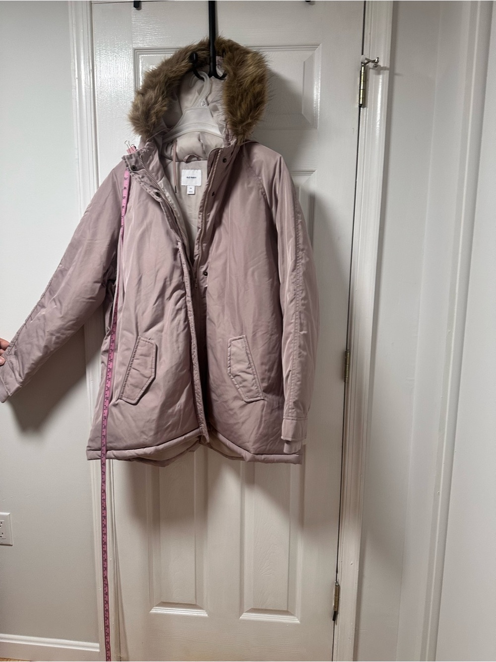 Old Navy Light Pink Faux-Fur Hooded Utility Jacket